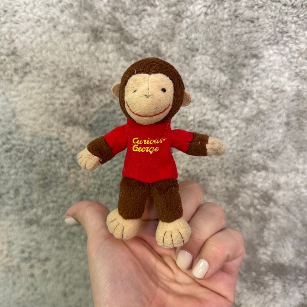 Gund Curious George Finger Puppet Monkey Red Shirt Toy Plush